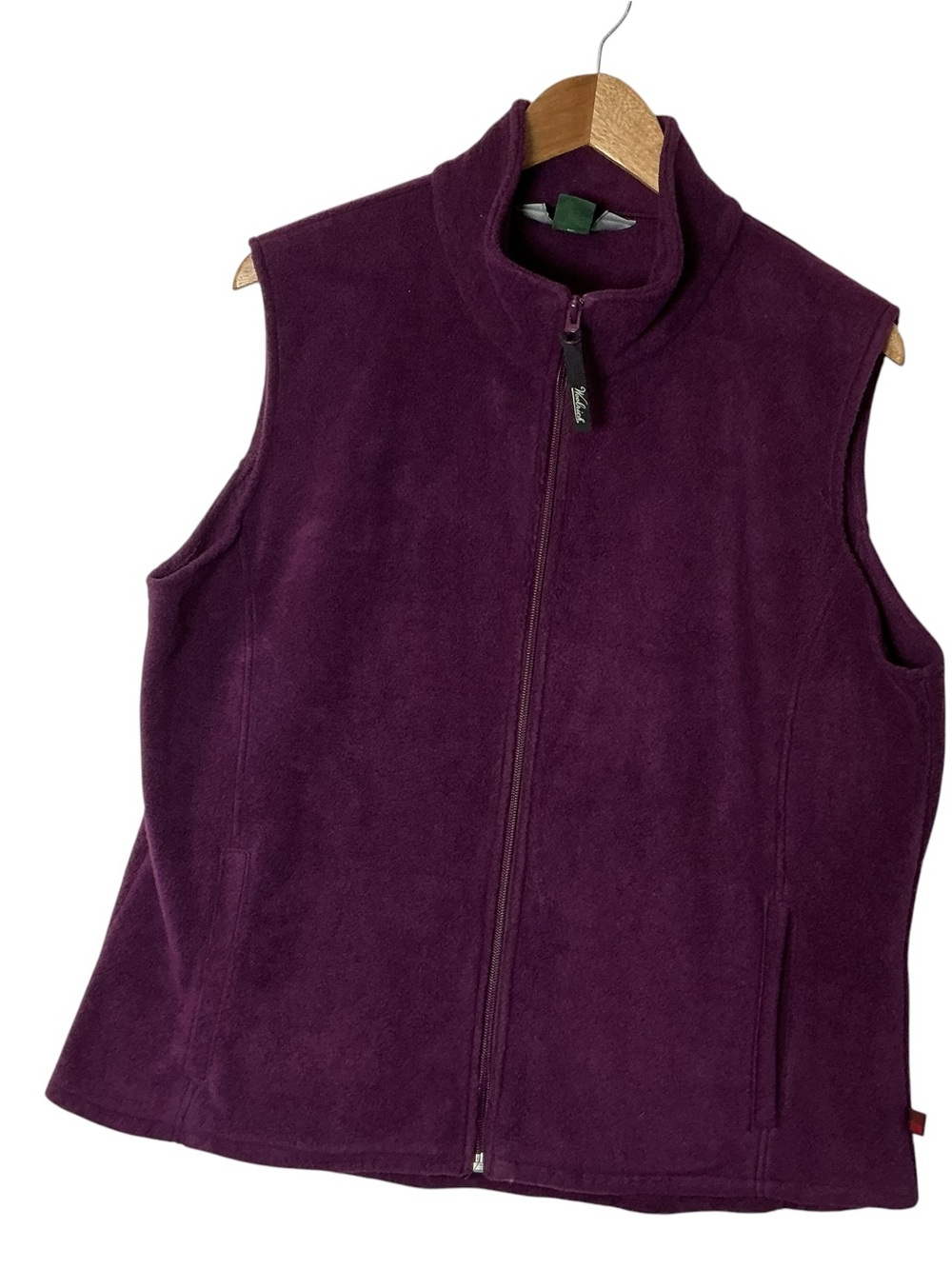 Woolrich Womens XL Vest Lot 2 Purple Fleece & Marine Blue Corded Waffle Zip⁠ - Picture 2 of 16